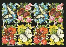 German Embossed Vintage Style Scrap Die Cut - Flowers & Butterflies WOW  EF7143 picture