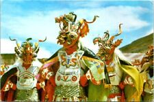 VINTAGE CONTINENTAL SIZE POSTCARD DIABLADA PERFORMANCE IN BOLIVIA 1973 picture
