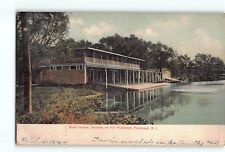Old Vintage 1907 Postcard of Boat House Rhodes on the Pawtuxet Pawtuxet RI picture
