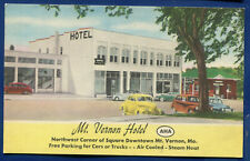 Mt Vernon Hotel on Route 166 Mt Vernon Missouri mo linen postcard X picture