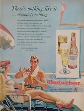 1949 vintage Budweiser print ad. Beach scene. picture