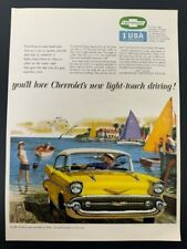 1957 Vintage Magazine Print Ad '57 Chevrolet Bel Air Sport, Auto, Sailboats picture