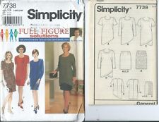 S 7738 sewing pattern Stylish DRESS TUNIC SKIRT sew Slimming sizes 18W-24W UNCUT picture