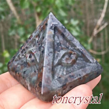 1pc Natural Yooperlite Eye Pyramid Carved Quartz Tower Crystal eye Gift 45mm picture
