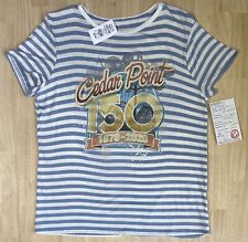 (Womens M) CEDAR POINT 150 Years Denim/Ivory Shirt PP Sample Graphic Tee NWT picture