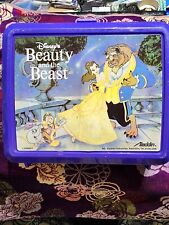 Vintage Aladdin Disney Beauty The Beast Purple Lunch Box Thermos PREOWNED picture