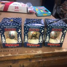 3 VTG 80s Saturday Evening Post Norman Rockwell Christmas Tree Ornaments picture