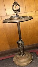 Antique Cowboy Boot & Horse Motif Floor Ashtray Smoking Stand Western Rodeo 28”H picture