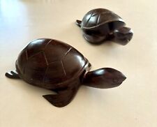 Vintage Hand-Carved Ironwood Sea Turtles Set Of 5 picture
