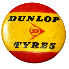 Dunlop Tyres Logo Orange Yellow 1.25” Celluloid Pin Back Button picture