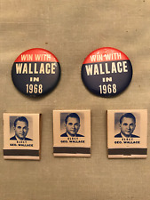 Vtg George Wallace items..2 pin WIN WITH WALLACE IN 1968 and 3 matchbooks picture