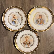 Royal Copenhagen Napoleon Fine Art Gold Rim Plates Emperor Empress Lot Of 3 picture