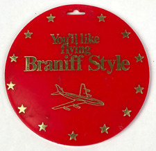 Braniff Red Plastic Luggage Tag You'll Like Flying Braniff Style 3 1/2