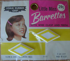Vintage Hair Barrettes - Yellow and White Diamond Shape Barrette 2 per card picture