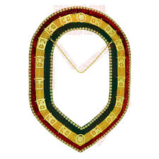 Masonic Shriner Tri-Color Deluxe Chain Collar in Red Green & Yellow Rhinestones picture