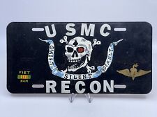 Vintage USA Marine Recon License Plate Cover Vietnam Hand Painted RARE 1970s picture