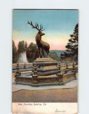 Postcard Deer Fountain Reading Pennsylvania USA picture