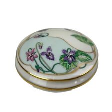 Vintage Limoges Castel France Porcelain Trinket Box, Purple Floral Hand Painted picture