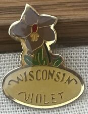 Vintage Wisconsin  Violet Flower Pinback Lapel Pin picture
