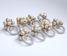 Set of 8 Juliska Napkin Rings Metallic Bead Bouquet Excellent picture
