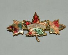 Nice Vintage MONTREAL Canada Maple LEAVES Metal Enamel 1950s Lapel Pin Rare picture