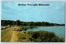c1950 Greetings From Lake Wisconsin Fisherman Wisconsin Correspondence Postcard picture