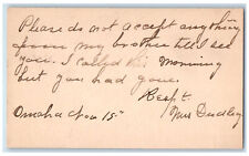 c1880's Morning Call Mrs. Dudley Omaha Nebraska NE Posted Antique Postal Card picture
