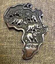 Hand Carved Ebony Wood Continent of Africa 5” Wall Hanging Plaque African Animal picture