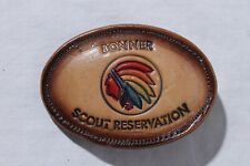 Vintage Bonner Scout Reservation Boy Scout BSA Camp Leather Belt Buckle picture