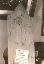 Headboard Headstone Virginia City Nevada Drowned 1867 Cematary RPPC Postcard picture