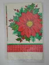 Vtg CA Reed Christmas Poinsettia Tablecloth Crepe Paper MCM Retro Holiday NOS picture