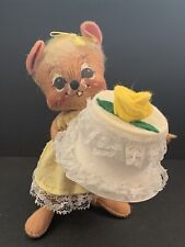 Annalee Doll 1993 Birthday Girl Mouse Holding Cake Yellow Rose 7” picture