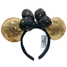 Disney' Disneyland Parks Paris Gold Black Is Magical Minnie Sequin Ears Headband picture