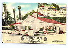 Carlton Lodge Hollywood California linen postcard B513 picture