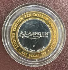 NEW 2001 G Aladdin Hotel Casino $10 Gaming Token w/.999 Fine Silver &  picture