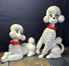 Standard Poodles 2 Figurines with Eyelashes Rare Vintage + picture
