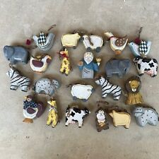 Vintage Wooden Animals Noah's Ark Hand Painted Lot Of 22 Ornaments READ picture