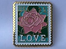 Love as Precious as a Rose 1988 White Pink 25c #2378 Stamp Pin Pinback NEW picture