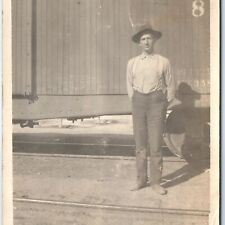 c1910s Railway Worker RPPC Western Steel Car & Foundry Co Train Car Photo A170 picture