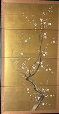 Hand painted Japanese Folding Screen Cherry Blossoms Signed picture