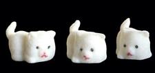 Vintage Flocked Fuzzy Plastic White Kitten Cat Miniatures  3 picture