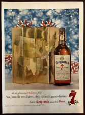 1958 SEAGRAM'S 7 Vintage Print Ad Seven Crown Whiskey Bottle Christmas Gift Gold picture