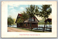 Harvey's Lake PA Pennsylvania - Rustic Boat House  Harveys Lake - Postcard 1912 picture
