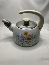 VTG Himark Saltera  Porcelain- Enamel On Steele Stove Top Whistling Tea Kettle. picture