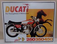 VINTAGE DUCATI THOROUGHBRED OF MOTORCYCLES MACK 3D 250 350 450 TIN SIGN 16X12.75 picture