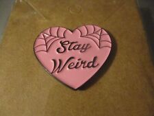 #P013 Stay Weird Funny Enamel Brooch Pin Cobwebs Spider Weird picture