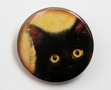 CUTE BLACK CAT - Button Pinback Badge 1.5