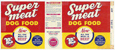 Original SUPER MEAT dog food can label Hervin Co Blue Mountain Pet Tualatin OR picture