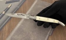 Vintage Laguiole Pocket Knife Blade Steel Antler Handle Men's White Rare Old 20c picture