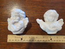 Set of 2 Vintage Hand Painted Ceramic Cherub Angel Heads  picture